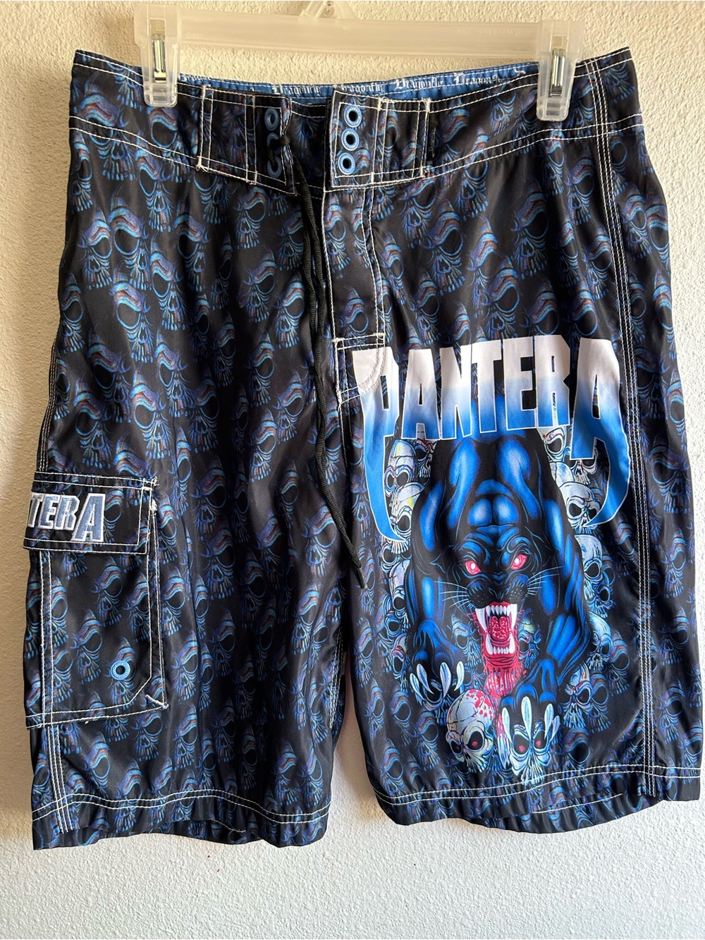 Pantera Men's Black & Blue Graphic Swim Board Shorts